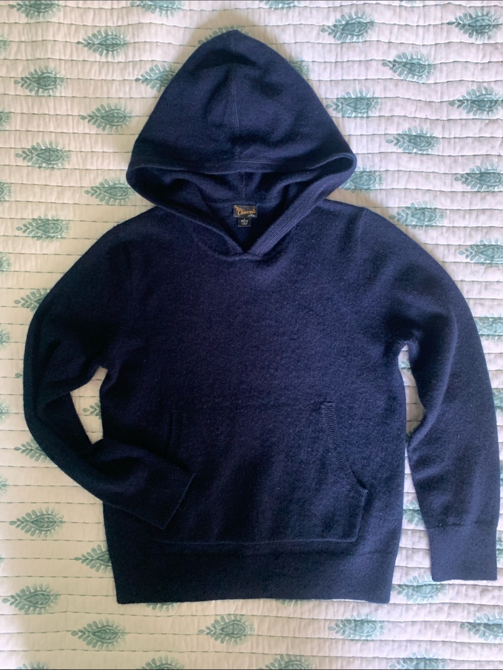J CREW CREW CUTS CASHMERE HOODIE NAVY 10-12